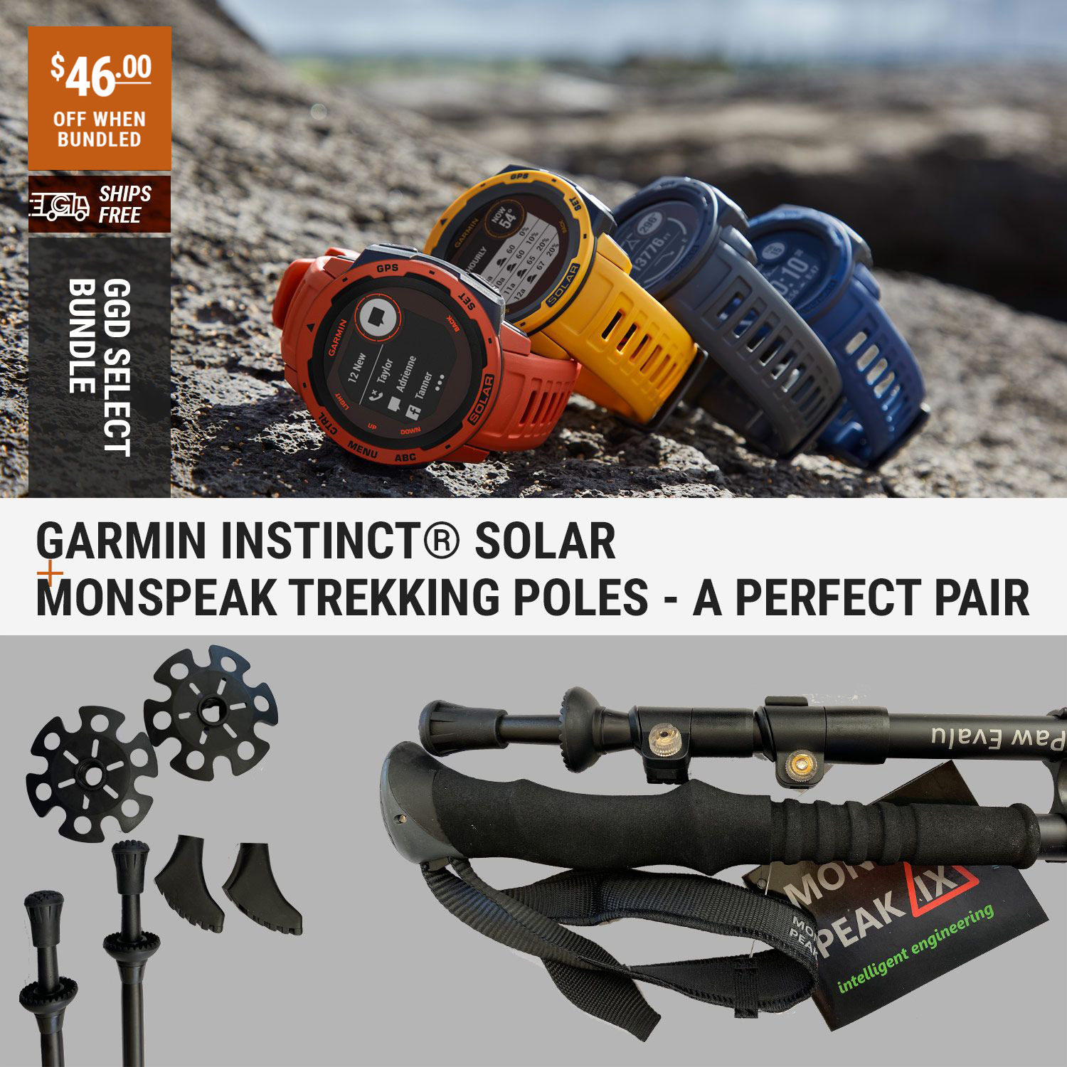 Gogear Direct Instinct Solar-Sunburst-Monspeak Trek Poles